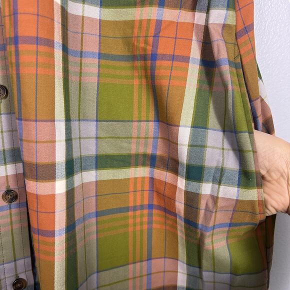 Duluth Wool Blend Plaid Short Sleeve Shirt Dress Side Pocket Sz XL Boho Casual - Picture 4 of 11